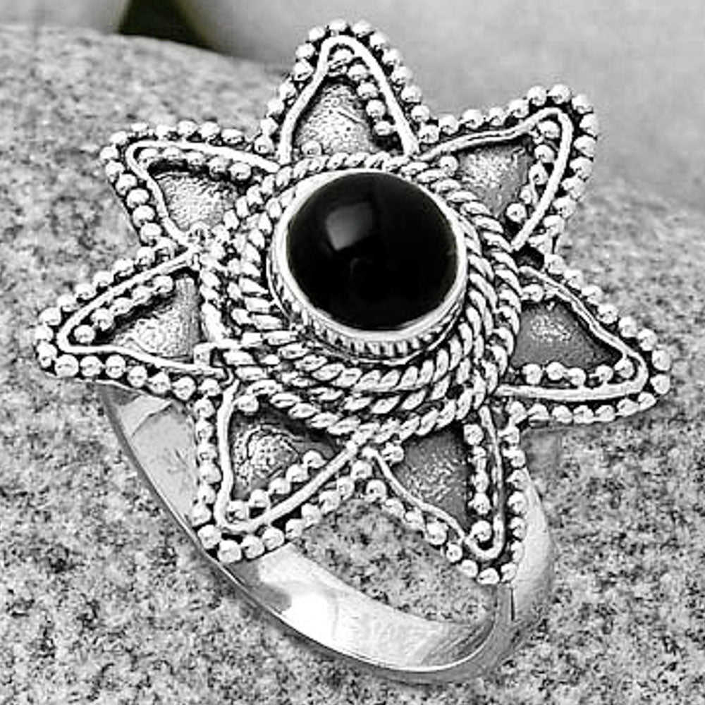 Natural Black Onyx - Brazil Ring size-7.5 R-1146 SDR191664