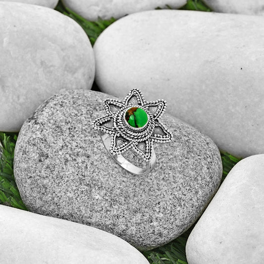 Natural Green Matrix Turquoise Ring size-8 R-1146 SDR191674