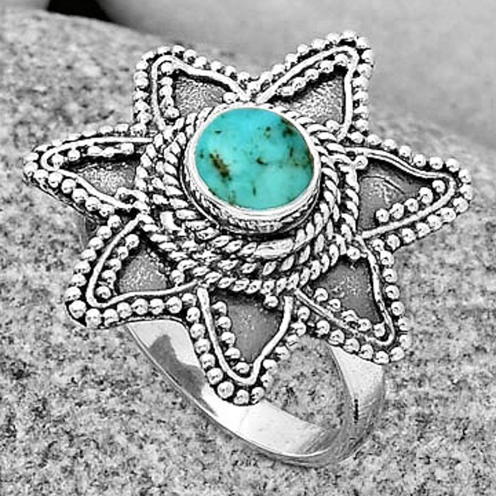 Natural Turquoise Morenci Mine Ring size-7.5 R-1146 SDR191682