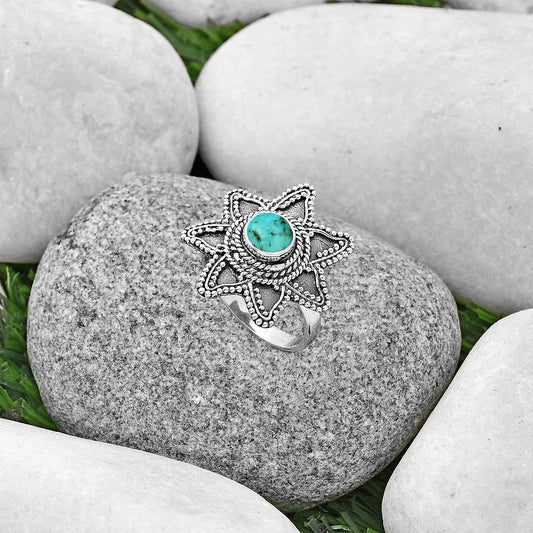 Natural Turquoise Morenci Mine Ring size-7.5 R-1146 SDR191682