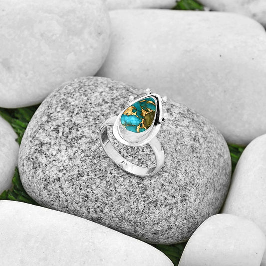 Copper Blue Turquoise - Arizona Ring size-8 R-1513 SDR192316