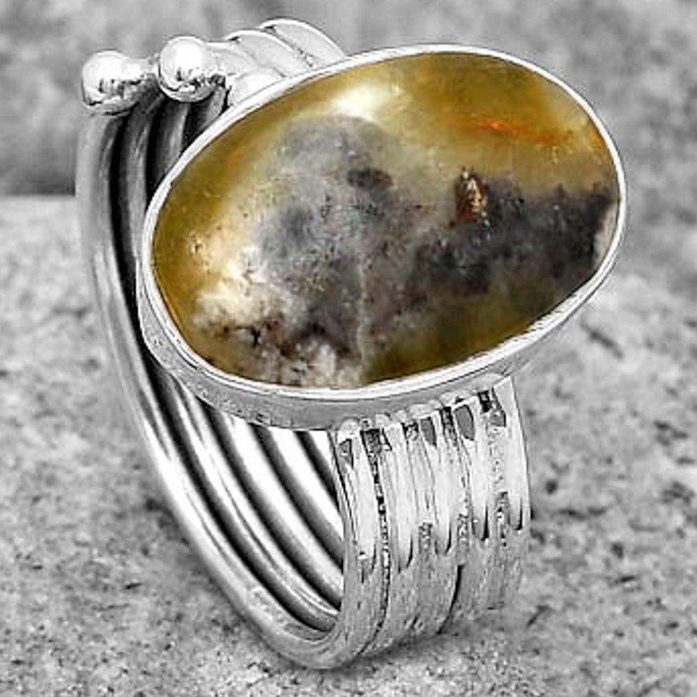 Natural Australian Prehnite Ring size-7.5 R-1492 SDR194017