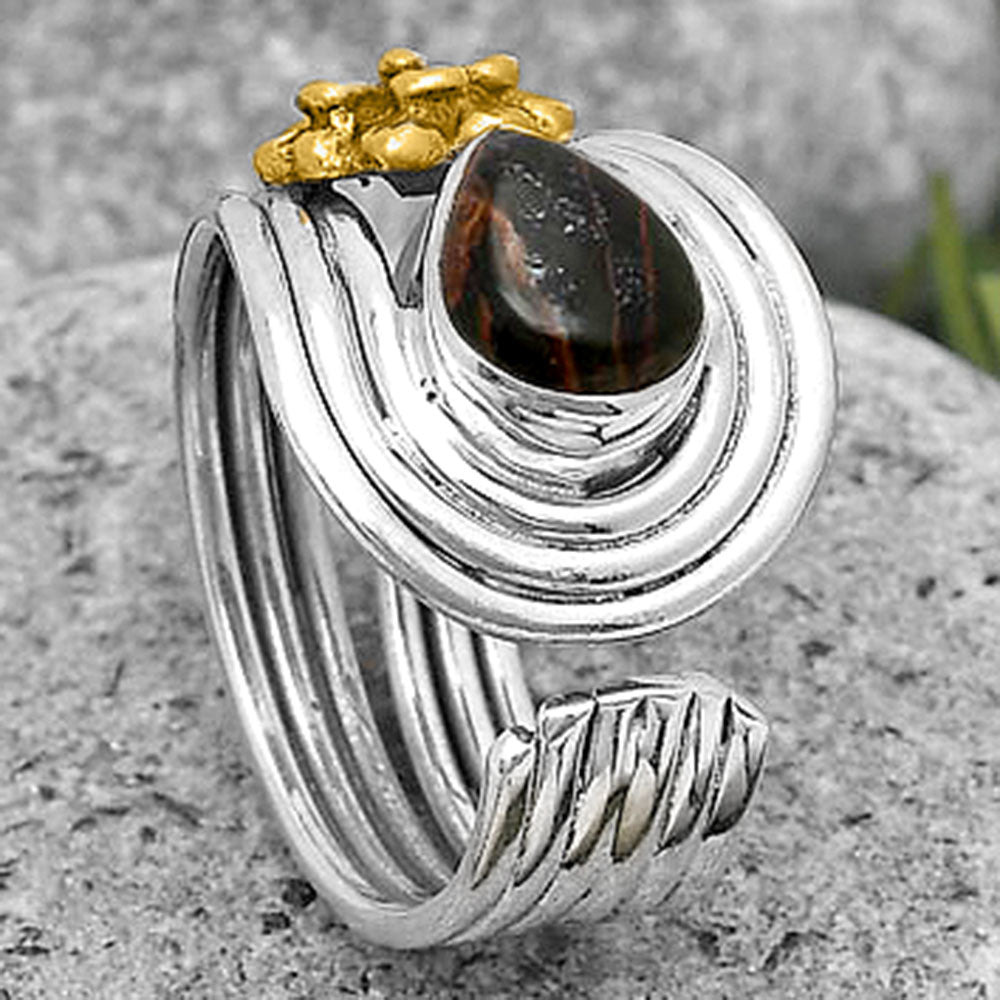 Two Tone Flower Chrome Chalcedony Ring size-7.5 R-1491 SDR194037