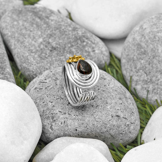 Two Tone Flower Chrome Chalcedony Ring size-7.5 R-1491 SDR194037