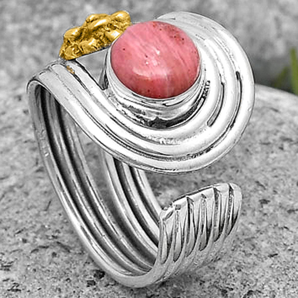 Two Tone Flower Pink Tulip Quartz Ring size-7.5 R-1491 SDR194045