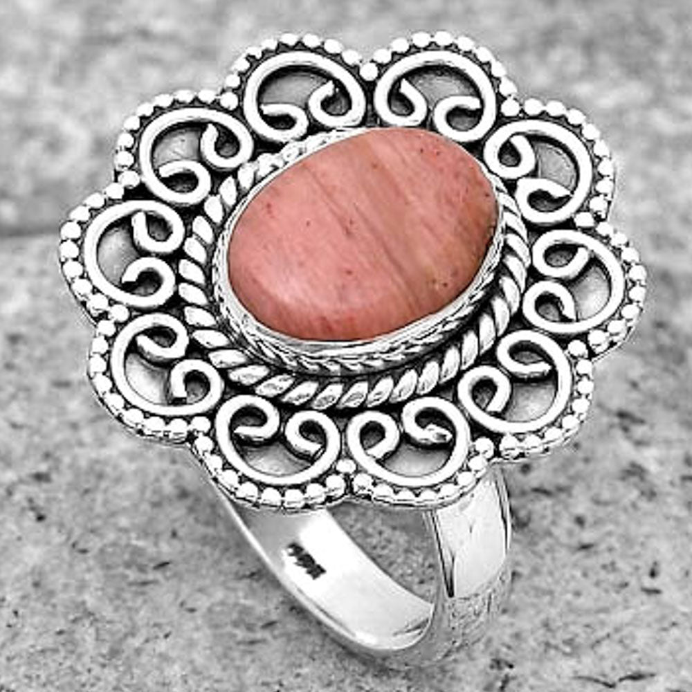 Filigree - Natural Pink Tulip Quartz Ring size-7 R-1337 SDR194393