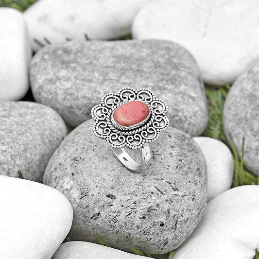 Filigree - Natural Pink Tulip Quartz Ring size-8 R-1337 SDR194407