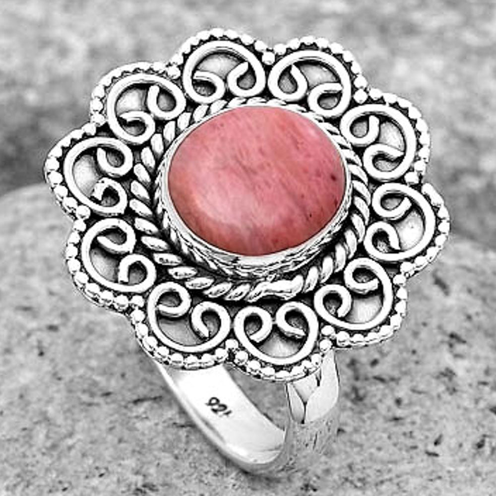 Filigree Natural Pink Tulip Quartz Ring size-9.5 R-1337 SDR194408