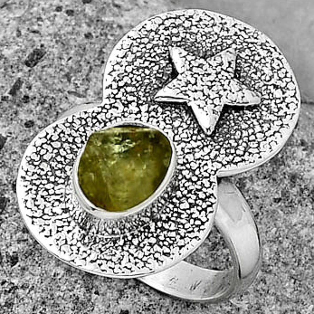 Star - Green Kyanite Rough - India Ring size-8 R-1290 SDR194827