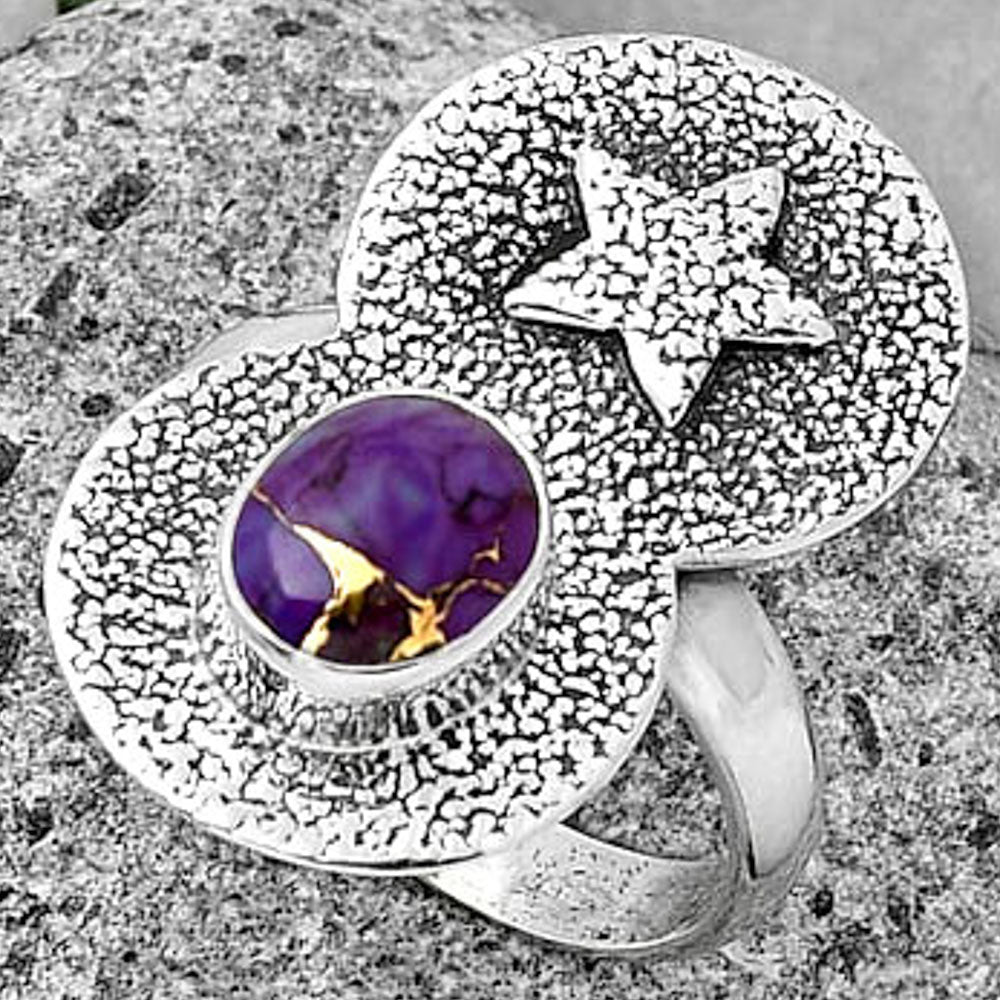 Star Natural Copper Purple Turquoise Ring size-8 R-1290 SDR194840