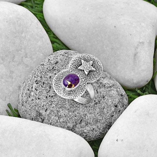 Star Natural Copper Purple Turquoise Ring size-8 R-1290 SDR194840