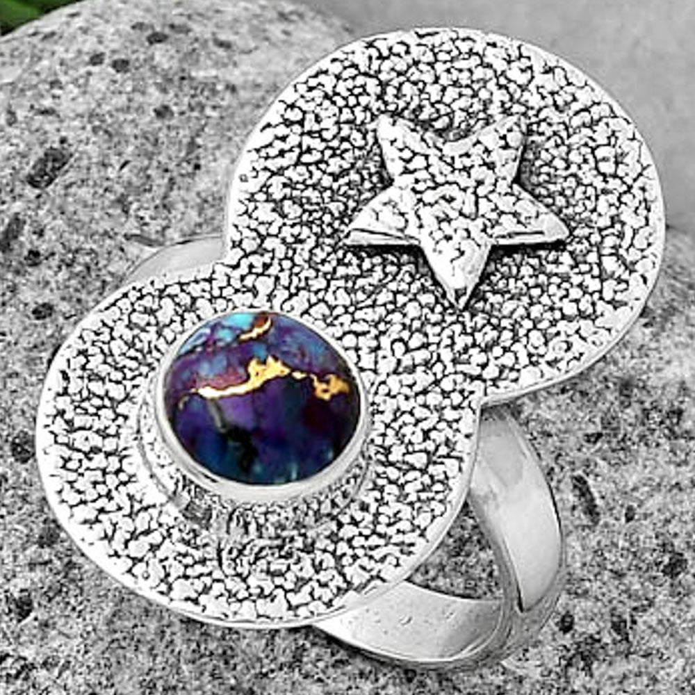Star - Copper Purple Turquoise Ring size-7.5 R-1290 SDR194843