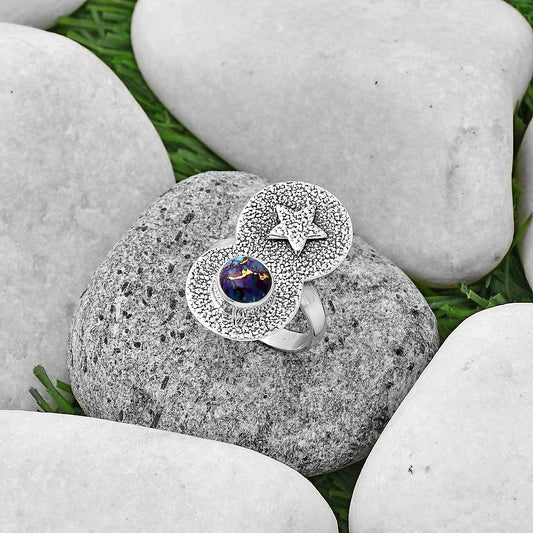 Star - Copper Purple Turquoise Ring size-7.5 R-1290 SDR194843