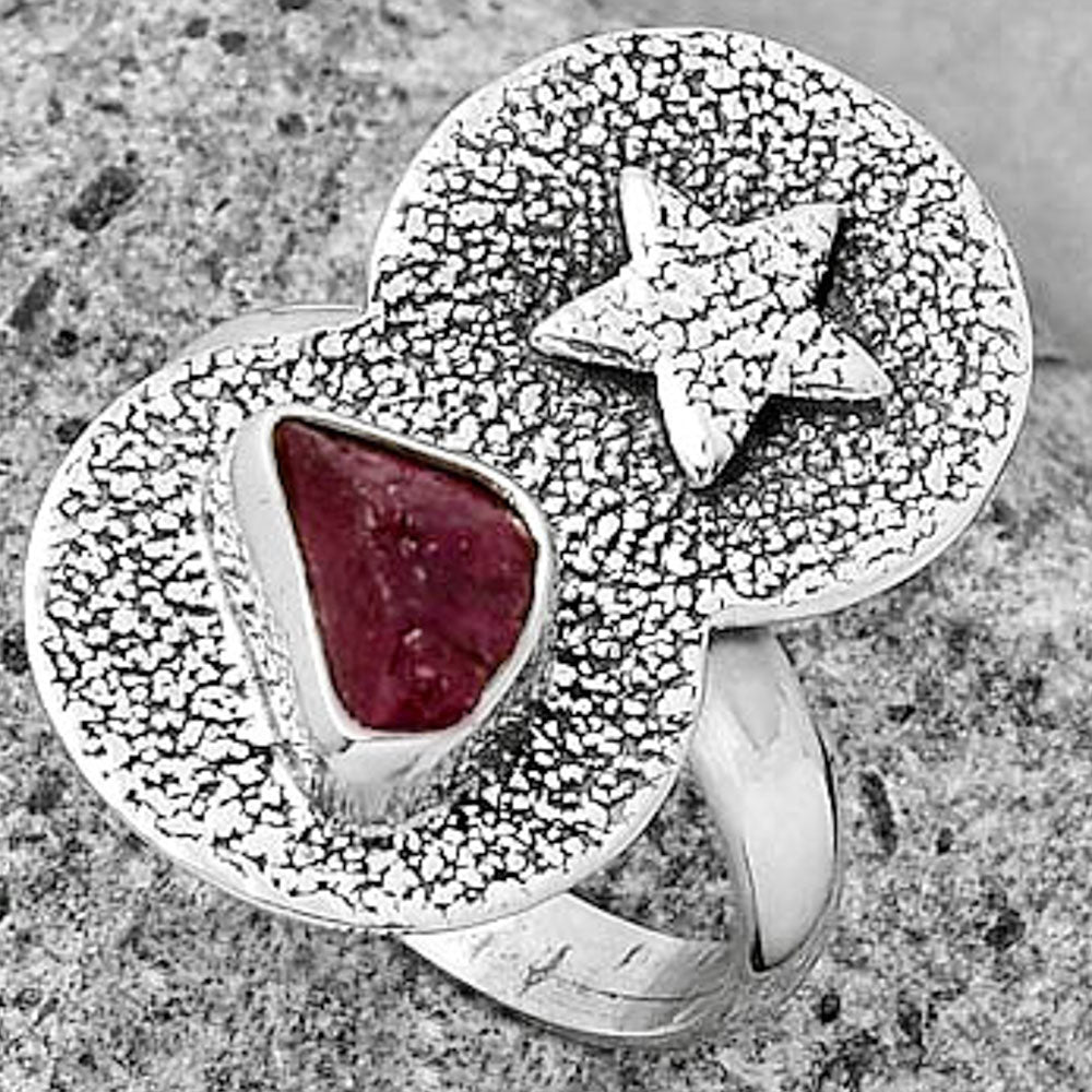 Star - Natural Pink Tourmaline Rough Ring size-9 R-1290 SDR194854
