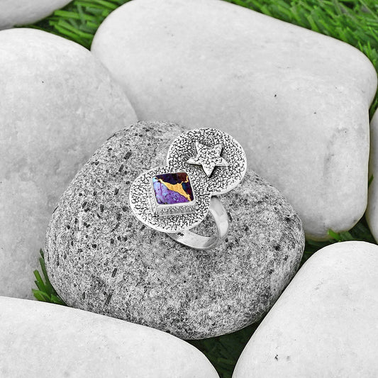 Star Natural Copper Purple Turquoise Ring size-8 R-1290 SDR194858