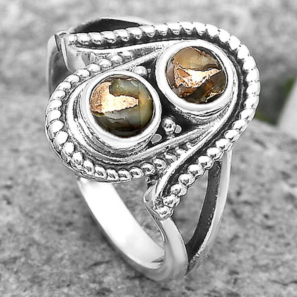 Natural Copper Abalone Shell Ring size-8.5 R-1027 SDR195831