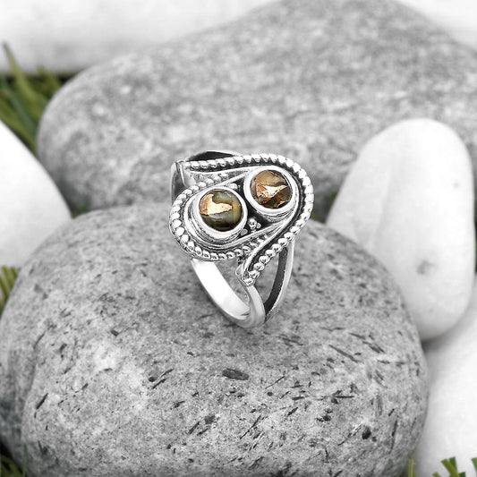 Natural Copper Abalone Shell Ring size-8.5 R-1027 SDR195831