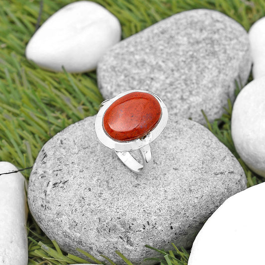 Natural Red Moss Agate Ring size-8.5 R-1059 SDR197342