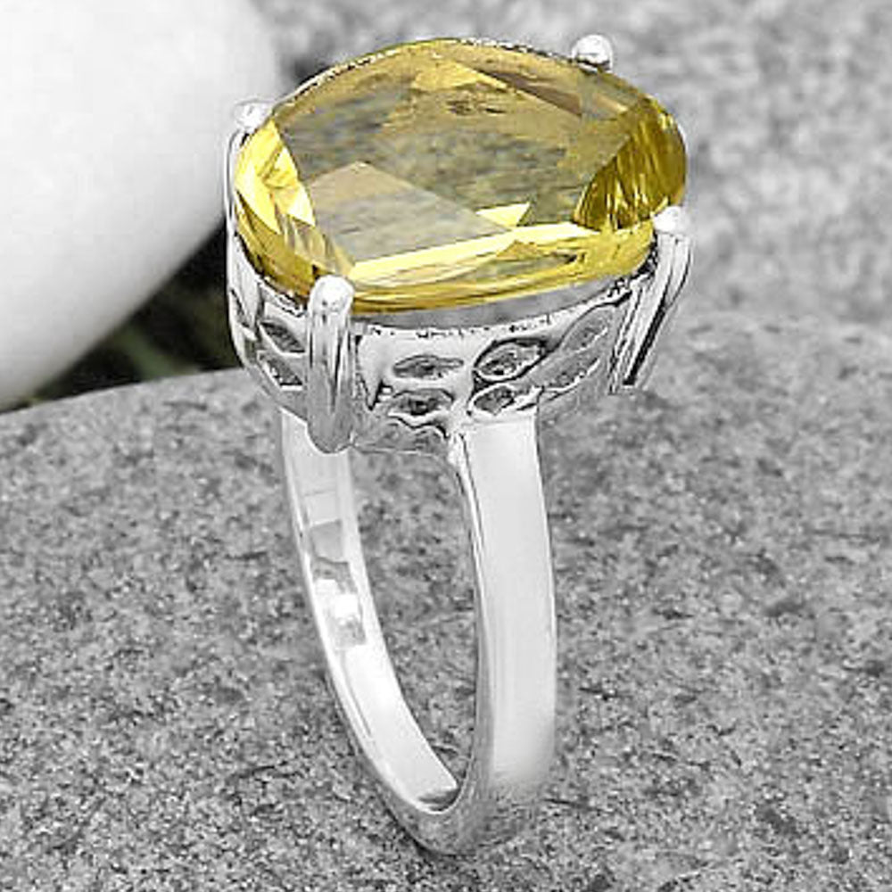 Lab Created Lemon Quartz Ring size-7.5 R-1019 SDR197617