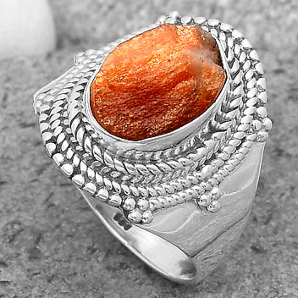 Natural Sunstone Rough Ring size-8.5 R-1278 SDR199853