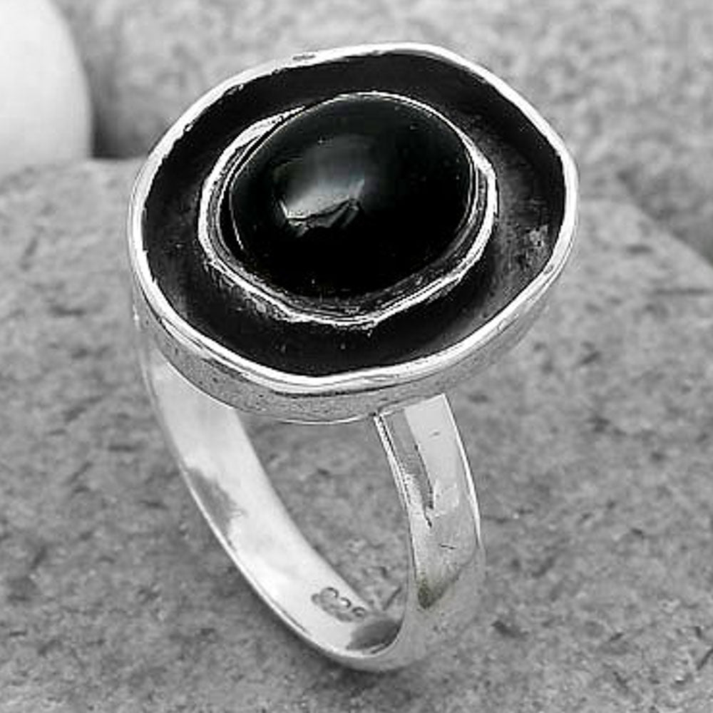 Natural Black Onyx - Brazil Ring size-7 R-1468 SDR199984