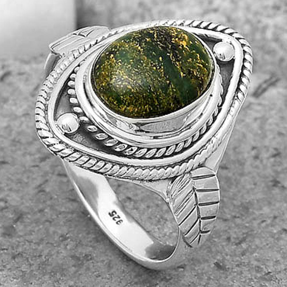 Natural Green Fuchsite Ring size-8.5 R-1258 SDR200036