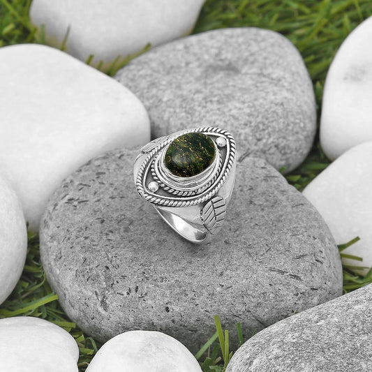 Natural Green Fuchsite Ring size-8 R-1258 SDR200039
