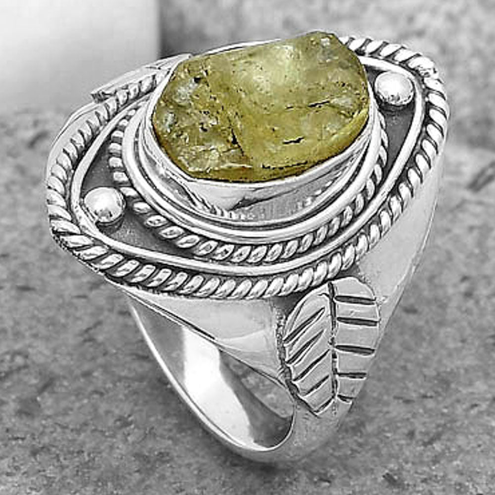 Natural Green Kyanite Rough India Ring size-7.5 R-1258 SDR200044