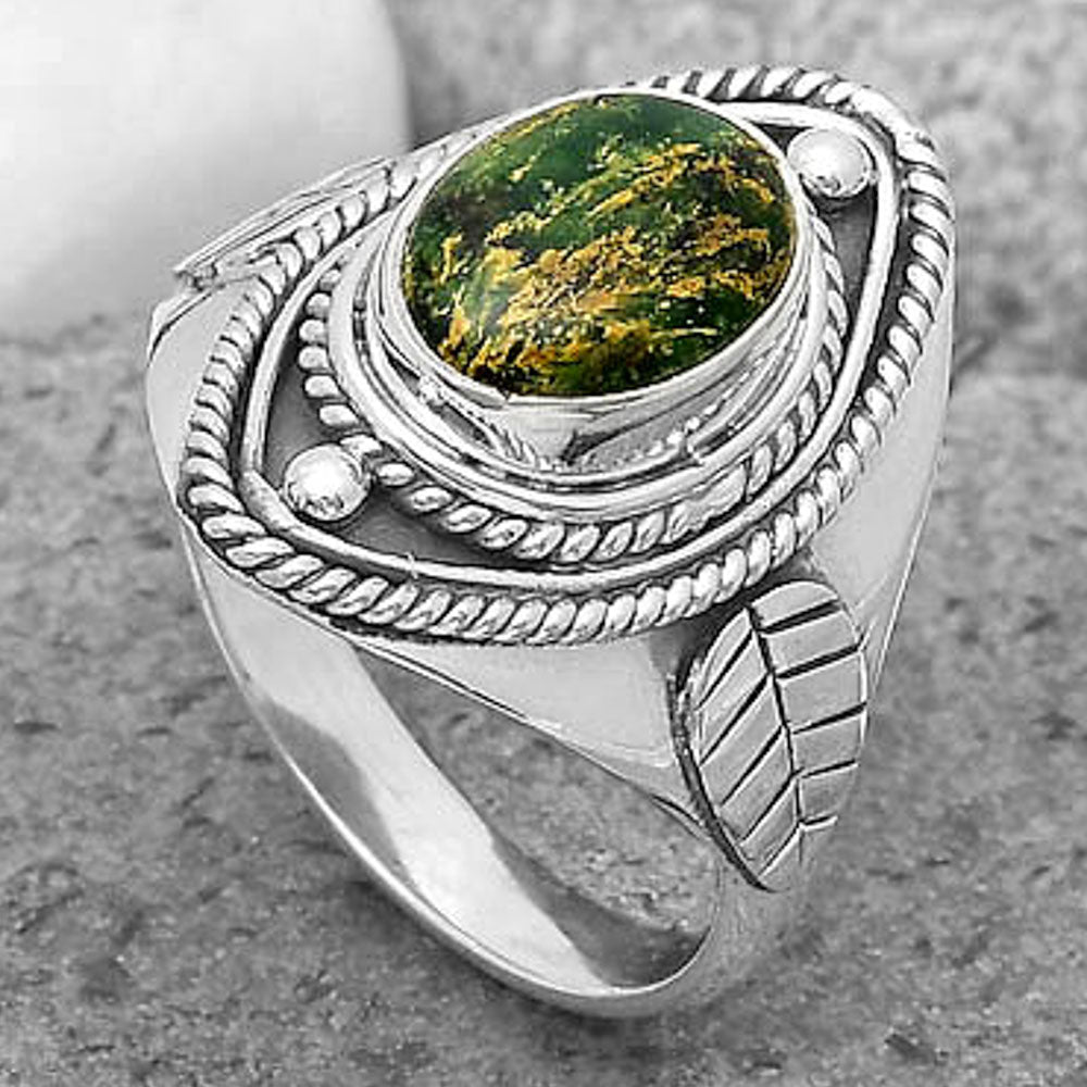 Natural Green Fuchsite Ring size-8 R-1258 SDR200046