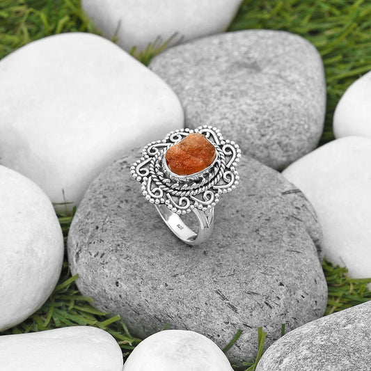 Natural Sunstone Rough Ring size-8 R-1322 SDR200118