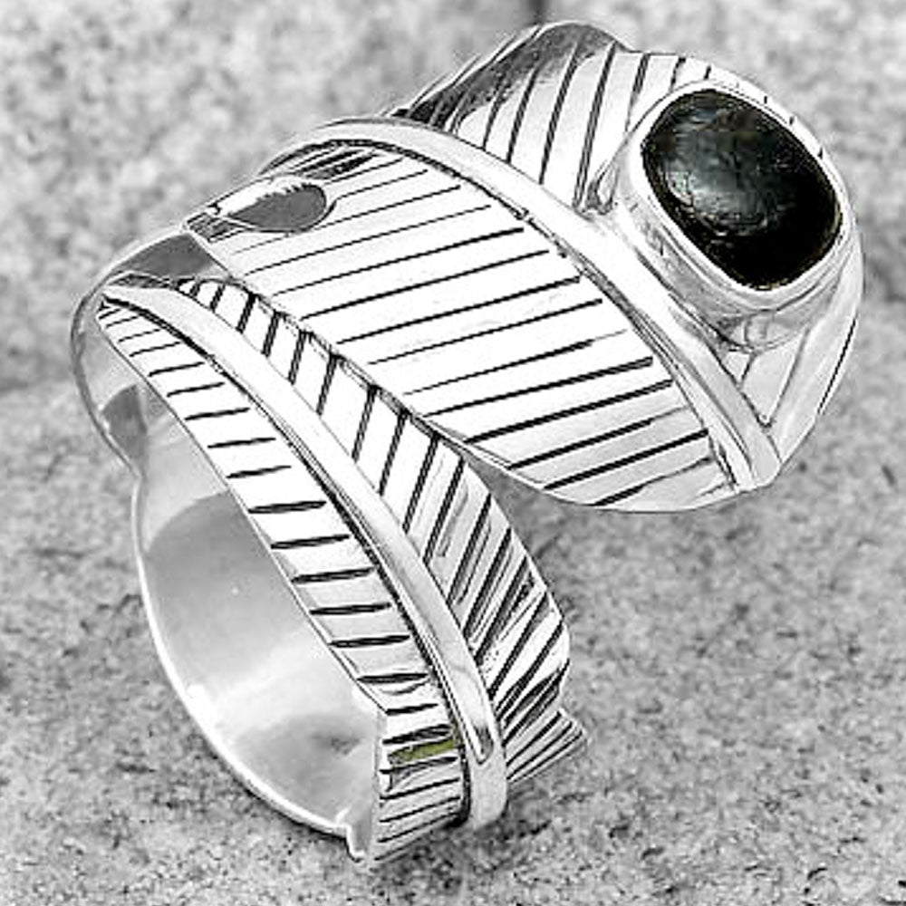 Adjustable Feather - Nuummite Ring size-8.5 R-1473 SDR201280