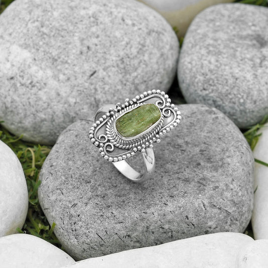 Natural Green Kyanite Rough India Ring size-7.5 R-1441 SDR201601