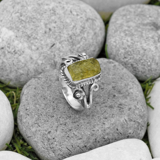 Natural Green Kyanite Rough India Ring size-7.5 R-1345 SDR201638