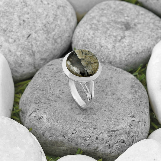 Natural Mexican Cabbing Fossil Ring size-8 R-1005 SDR202098