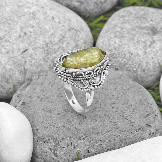 Natural Green Kyanite Rough - India Ring size-7 R-1282 SDR202696