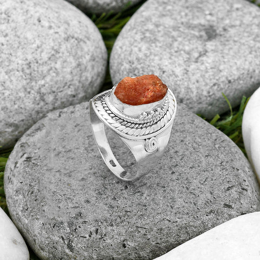 Natural Sunstone Rough Ring size-7.5 R-1398 SDR202770