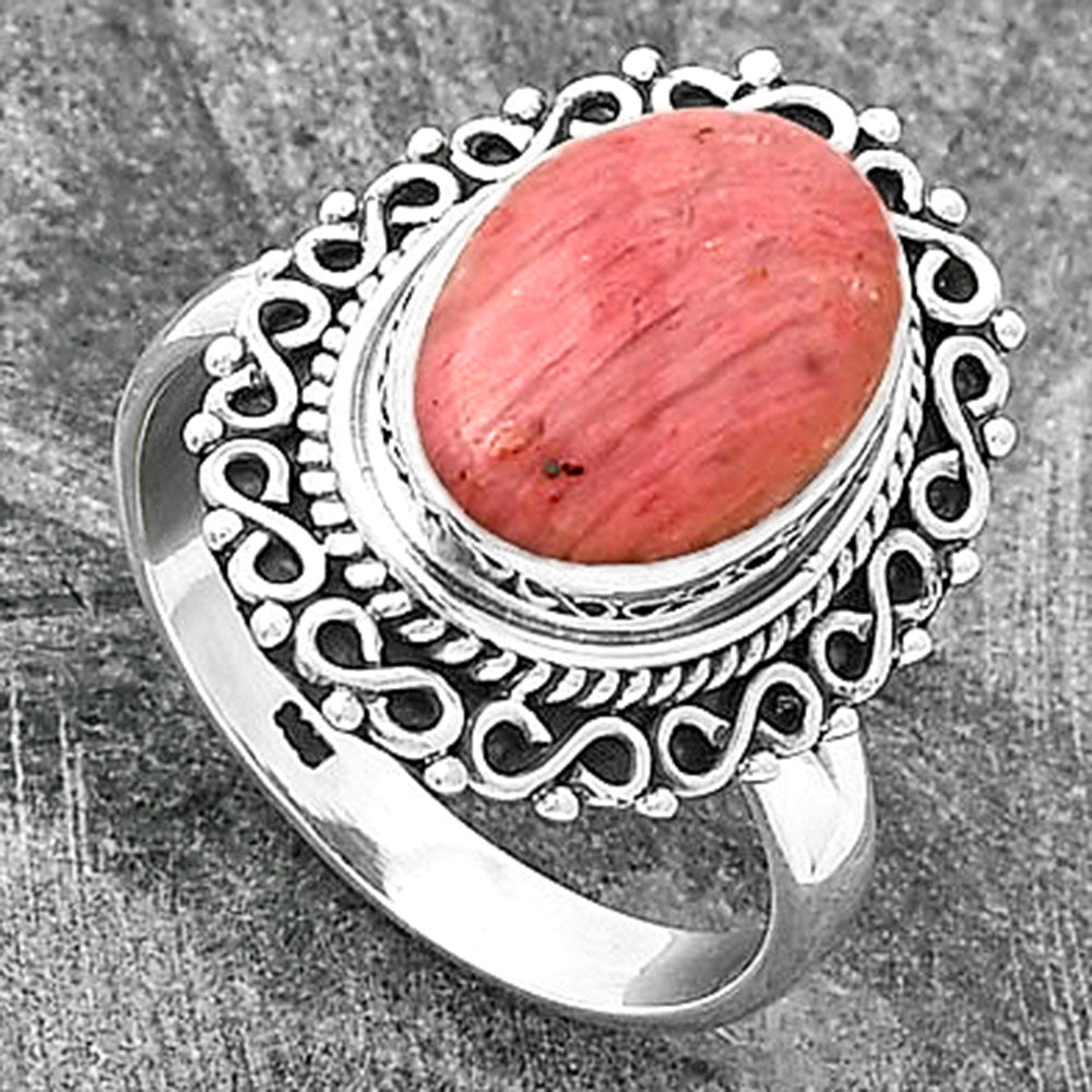 Natural Pink Tulip Quartz Ring size-8.5 R-1164 SDR202801