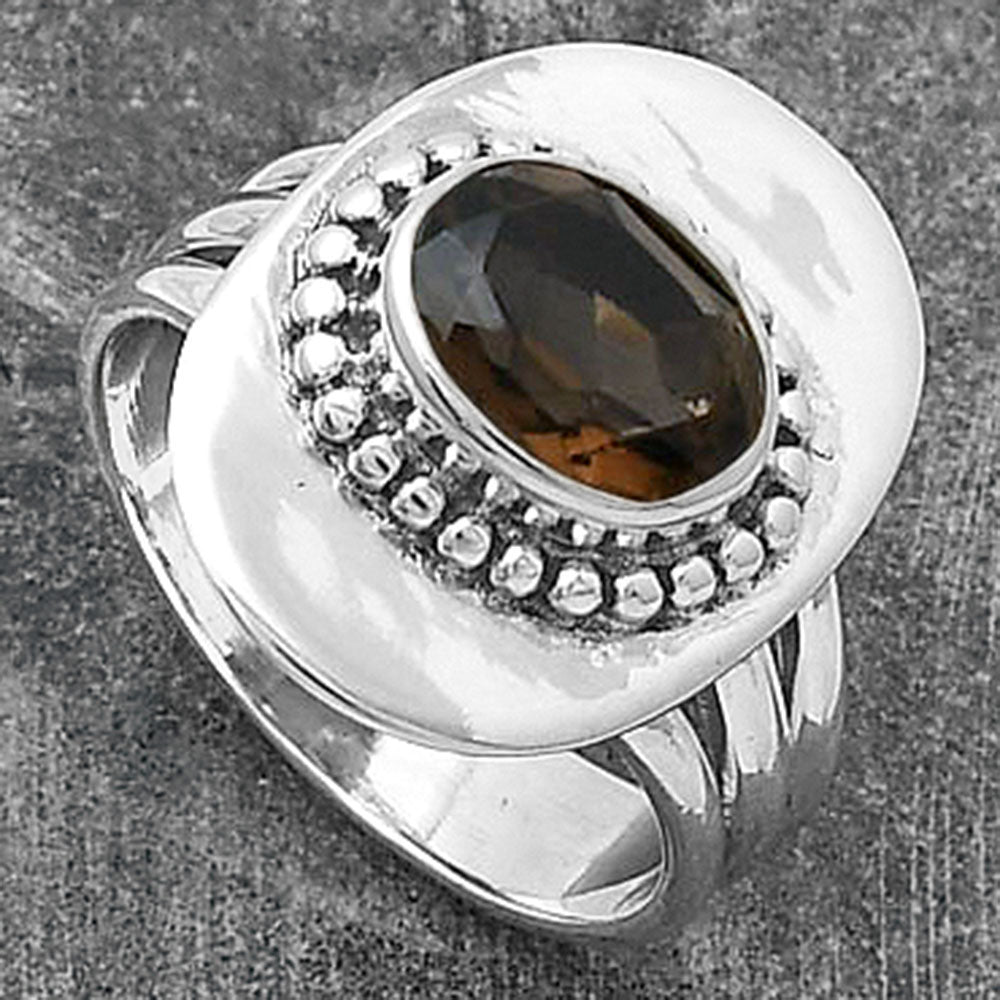 Natural Smoky Quartz - Brazil Ring size-7 R-1458 SDR202838