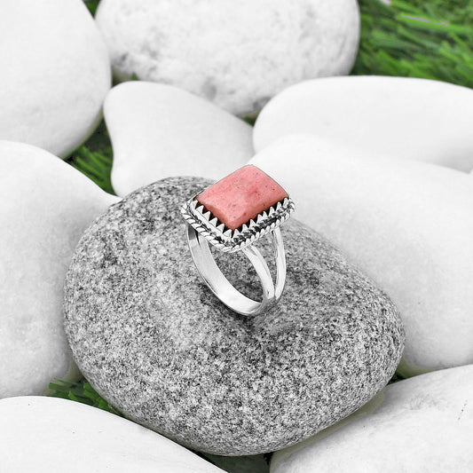 Natural Pink Tulip Quartz Ring size-8 R-1474 SDR204410