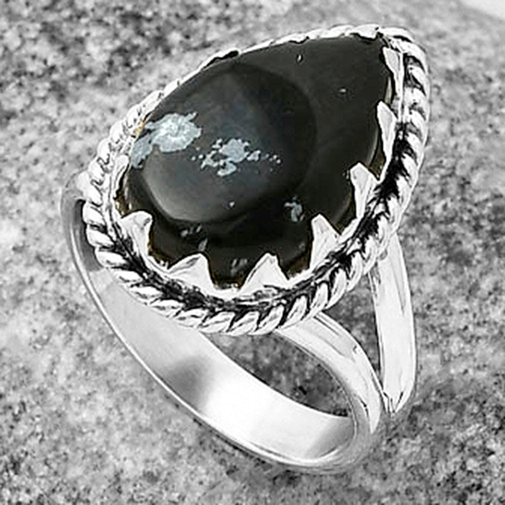 Natural Snow Flake Obsidian Ring size-8 R-1474 SDR204433