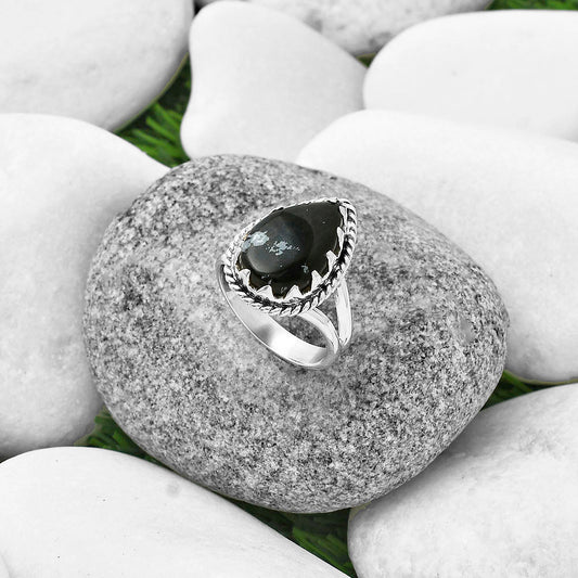 Natural Snow Flake Obsidian Ring size-8 R-1474 SDR204433