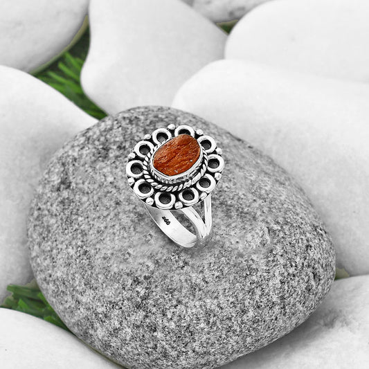 Natural Sunstone Rough Ring size-8 R-1256 SDR204506