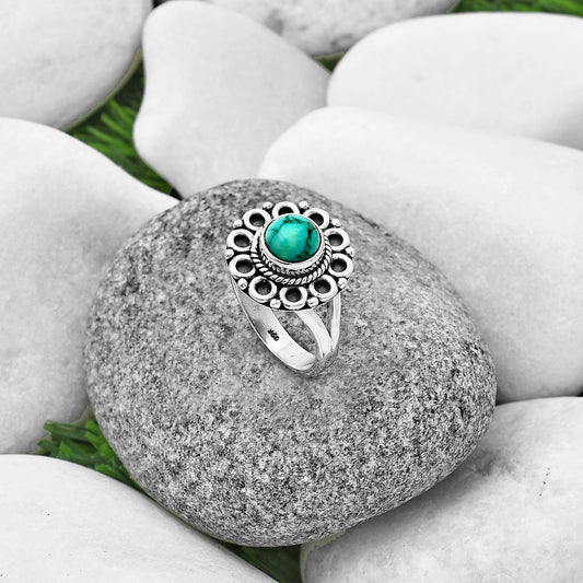 Natural Turquoise Magnesite Ring size-7.5 R-1256 SDR204522