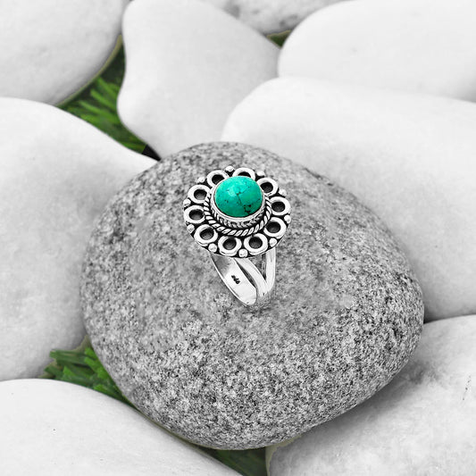 Natural Turquoise Magnesite Ring size-7.5 R-1256 SDR204524