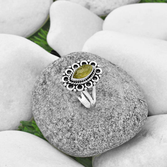 Natural Peridot Rough Ring size-8 R-1256 SDR204526