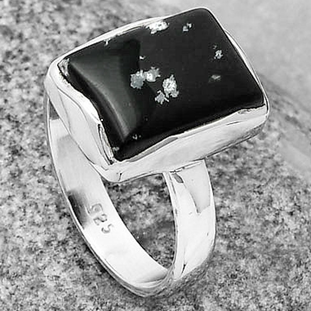 Natural Snow Flake Obsidian Ring size-8 R-1004 SDR204723