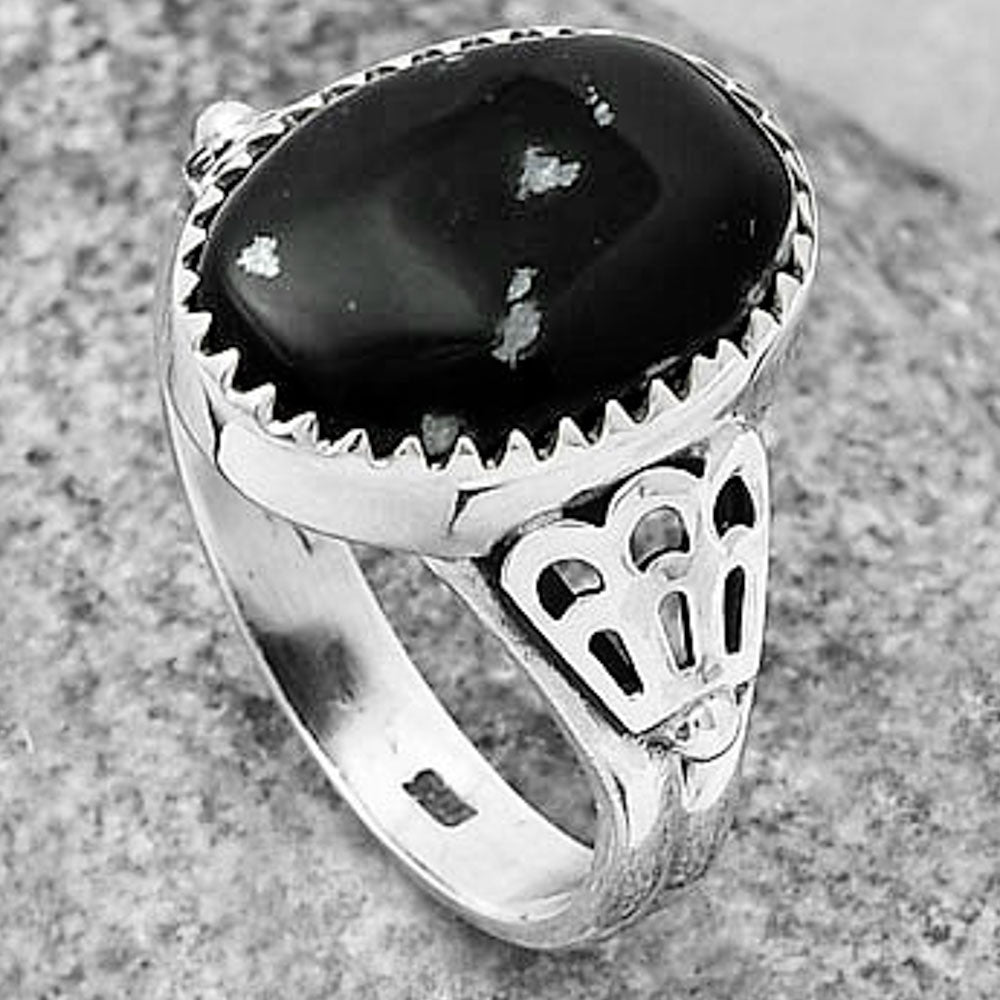 Natural Snow Flake Obsidian Ring size-8 R-1449 SDR204873