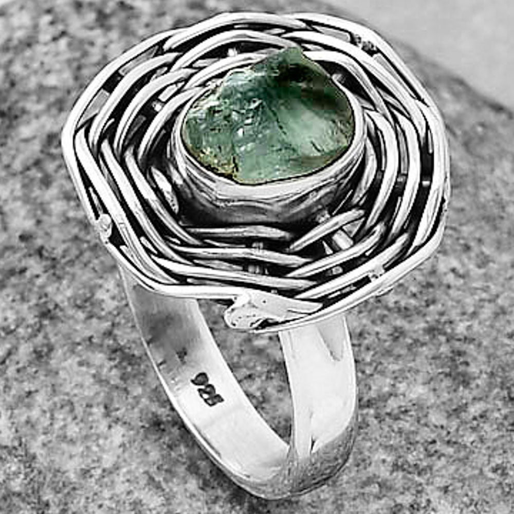 Natural Aquamarine Rough - Brazil Ring size-7 R-1445 SDR204980