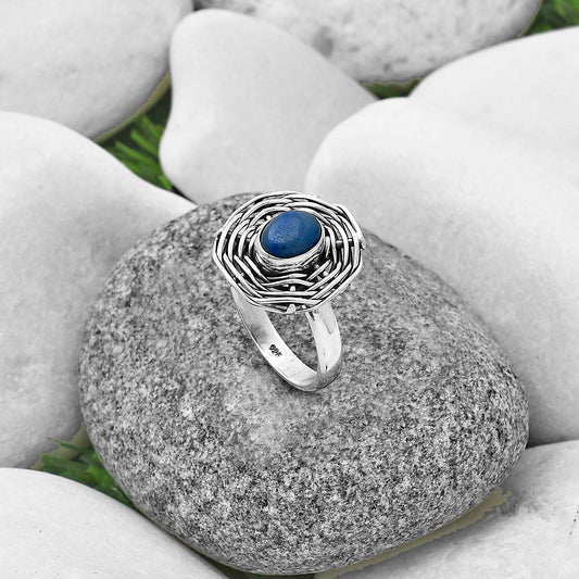 Natural Blue Quartz Ring size-8.5 R-1445 SDR204999