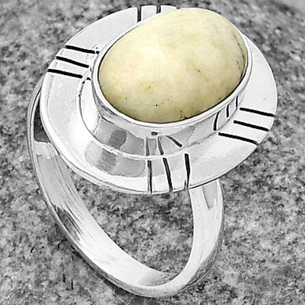 Authentic White Buffalo Turquoise Nevada Ring size-6 R-1240 SDR205467